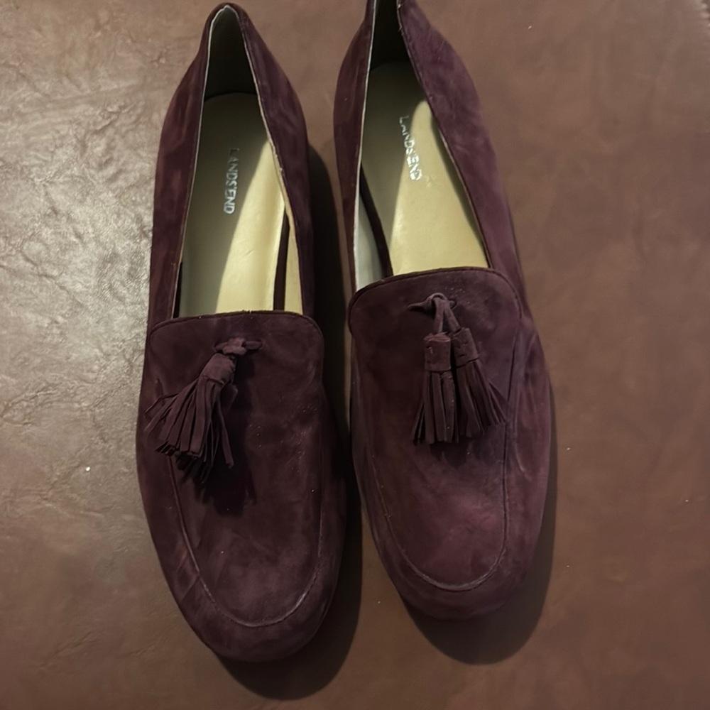 Lands' End Wine Purple Suede Tassel Loafers